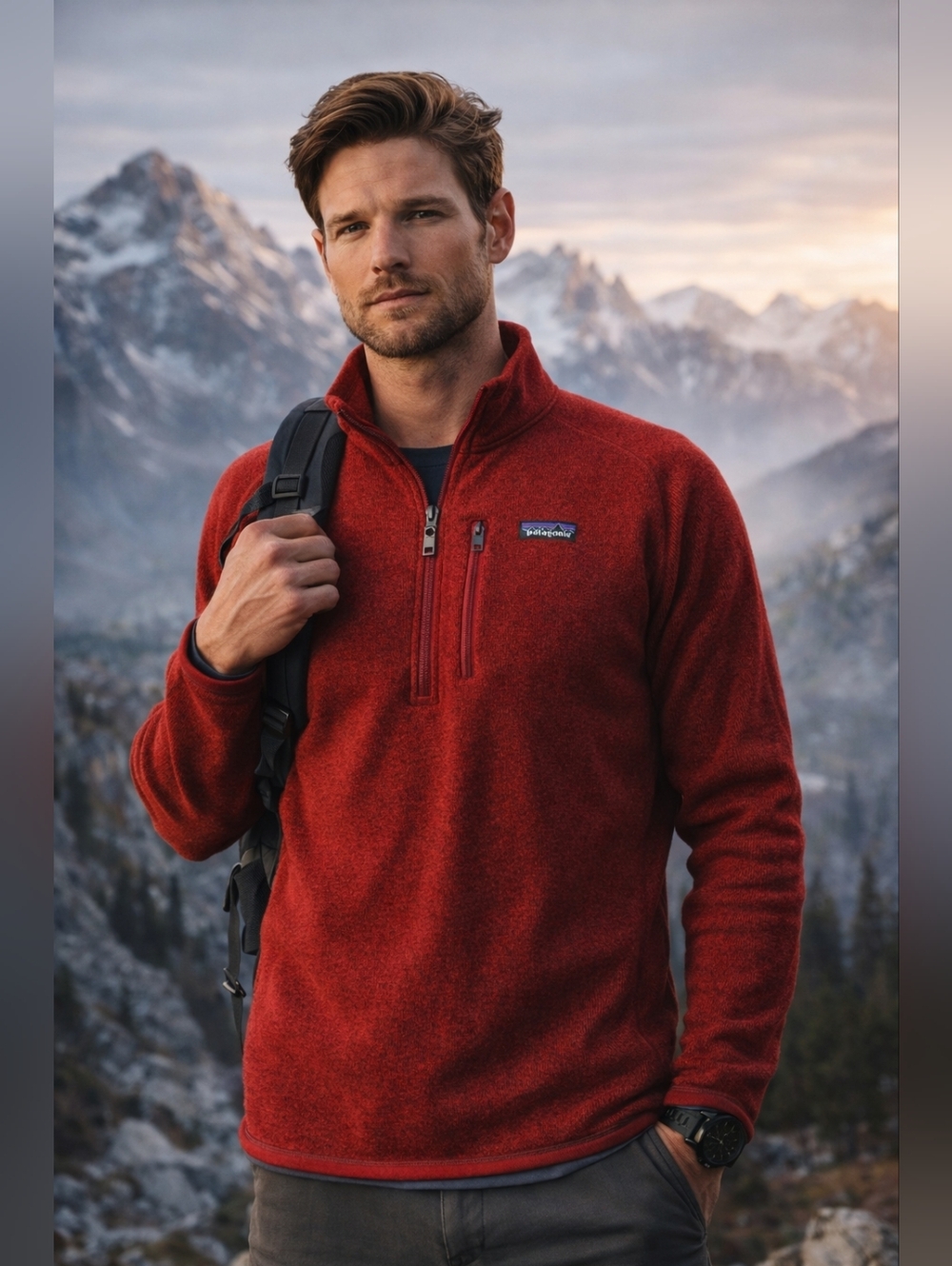 PATAGONIA Better Sweater Mens Large Red Fleece Quarter Zip Gorpcore Outdoor Hike